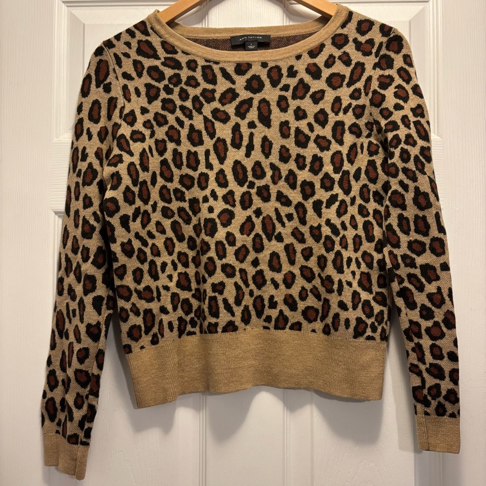 Ann Taylor Leopard Print Sweater - Brown and Black